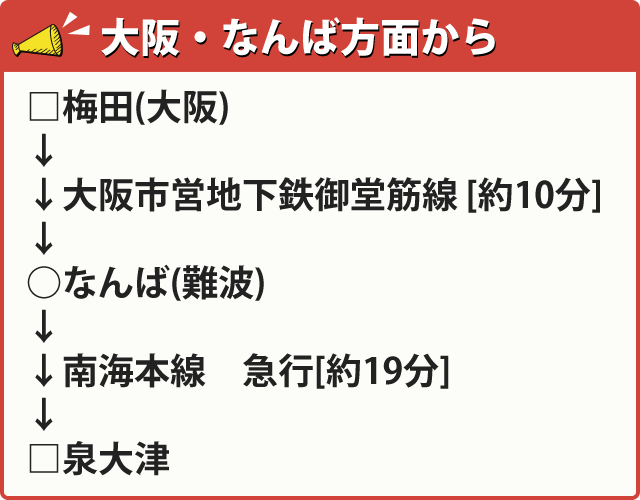 大阪・なんば方面から